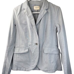 I Love H81 Forever 21 Blue & White Striped 1 Button Cotton Blazer Medium